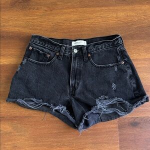 Abercrombie & Fitch Black Distressed Denim Shorts - 28